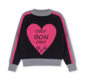 VIBE Black/ Grey/ Pink Knit Center Heart Sweater Size 12 Year NWT - Picture 1 of 2