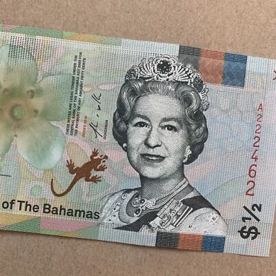Queen Elizabeth II Banknote Bahamas 1/2 Dollar Currency Paper Money Memorabilia - Image 1 of 3