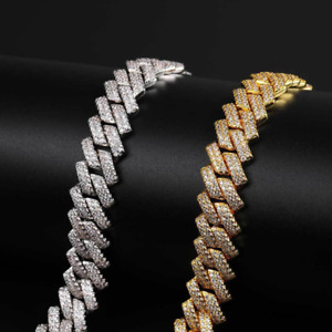 Hip-Hop Rhinestone Cuban Link Necklace: Silver/Gold, Unisex Fashion Jewelry