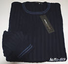 Men's Wool Plus Size 3XL Crewneck Sweater Braids Made IN Italy Blue