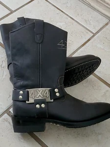 Double H Leather NEW Black OFF-ROAD Motorcycle Boot Made in USA 4X4sz 9D W/tags - Picture 1 of 12