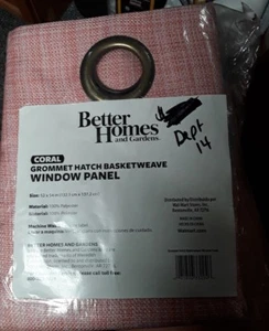 Better Homes and Gardens Grommet Hatch Basketweave Single Panel Coral - Picture 1 of 2