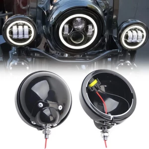 4.5" Spot Passing Light Housing Bucket Bracket For Harley Low Rider Wide Glide - Picture 1 of 12