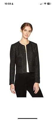 Nine West Womens Black Sequin Open Front Blazer, Size 2 Foto 1 de 4