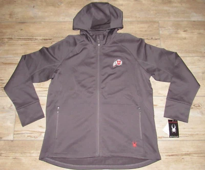 Spyder Utah Utes Softshell Gray Hooded Thermal Jacket $80 size Women's 2XL - Image 1 of 4