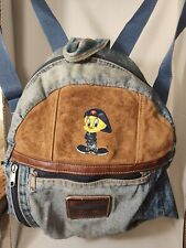 Vintage 00’s Looney Tunes Blues Tweety Bird Denim Backpack