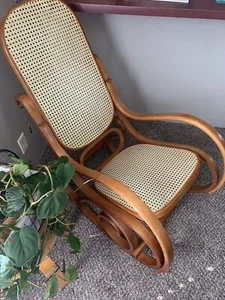 Vintage Thonet Style Bentwood Wicker Rocking Chair- Original Finish - Picture 1 of 4