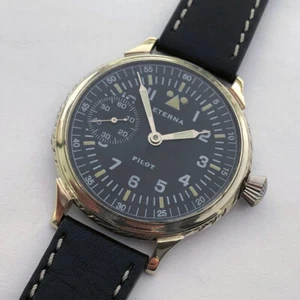 Seltene BIG Marriage Military ETERNA Swiss Armbanduhr STYLE Flieger Piloten WW2 - Bild 1 von 19