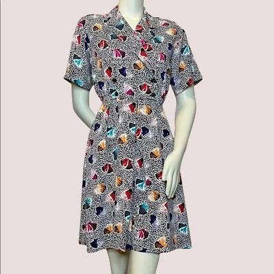 Vestido Romper Vintage Anos 90 Concha Botão-Up Pequeno Brincalhão Estampa Praia Férias - Imagem 1 de 4