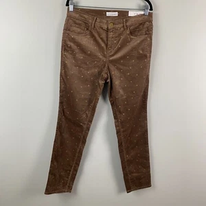 Ann Taylor Loft Modern Skinny Velvet Pants Size 30 / 10 Brown Polka Dot - Picture 1 of 11