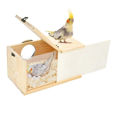 SHURUNG Parrot Nesting Box Cockatiel Nesting Box Bird Breeding Box House Handcrafted ...