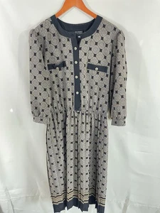 Vestido midi vintage Cottagecore negro y dorado manga 3/4 para mujer - Imagen 1 de 9