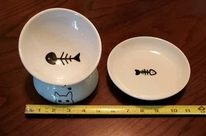 Ceramic Water Dish And Raised Cat Food Bowl - Bild 1 von 5