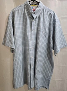 Mens George Strait Cowboy Cut Button Up Shirt Size 3XL Lt Blue Plaid - Picture 1 of 8