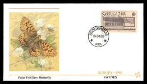 MayfairStamps Sweden FDC 1985 Europa Polar Fritillary Butterfly Fleetwood First - Picture 1 of 2