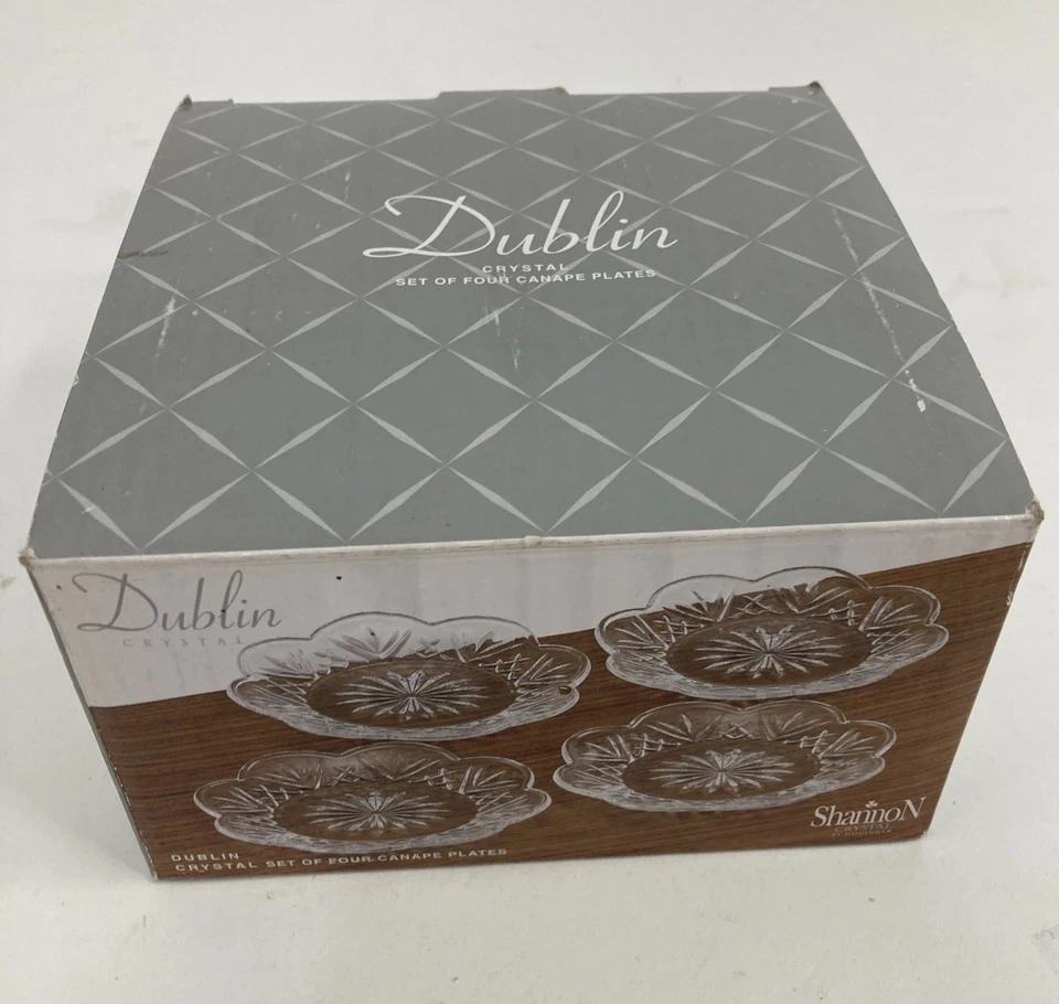 Godinger Dublin Crystal Set of 4 Canape Plates