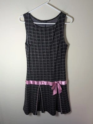 Vestido XOXO 13 Negro/Rosa Tweed-look Y2K Colegiala Plisados Cintura Caída Preppy  Foto 1 de 4