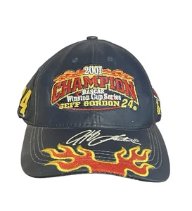 Cappello vintage Jeff Gordon in pelle StrapBack Winston Cup Series 2001 NASCAR 24 USA nero - Foto 1 di 7