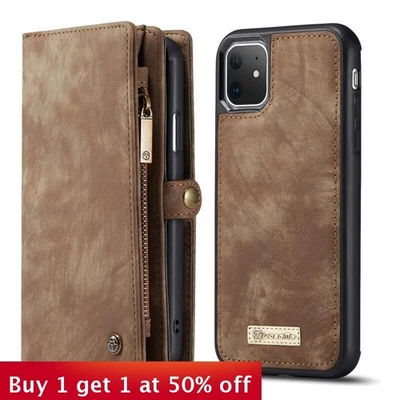 For iPhone 17 AIR 17 Pro Max 16 15 14 13 12 XS XR Detachable Wallet Phone Case - Image 1 of 4
