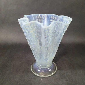 Moonstone Hobnail Handkerchief Vase Possibly Duncan Miller Vintage Art Glass - Picture 1 of 9