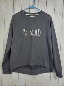 Rae Dunn Sweatshirt Sweater Womens Size Medium Gray Fleece Be Bold Long Sleeves - Picture 1 of 7