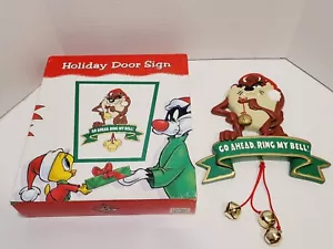 Vtg Looney Tunes Tasmanian Devil Holiday Christmas Door Hanger Warner Bros NEW - Picture 1 of 12