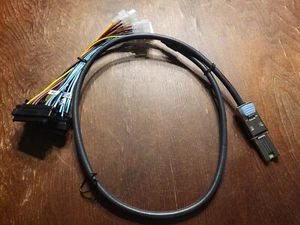 SAS SATA Mini SAS 4x Mini SAS26P SFF-8088 to 4 SFF 8482 SAS29P SAS Power Cabe 1m - Picture 1 of 3
