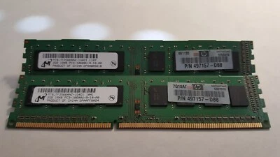 Micron 4GB(2X2GB) PC3-10600 DDR3-1333MHz non-ECC Unbuffered CL9 240-Pin DIMM  - Image 1 of 2