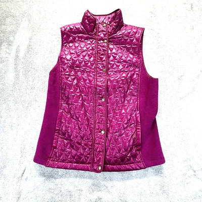 Colete Talbots Feminino S Roxo Zíper Completo Isolado Diamante Acolchoado Malha Elástica Sid - Imagem 1 de 4