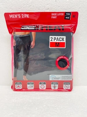 New 32 Degrees Men's 2-Pack Black Heat Performance Thermal Base layer Pant M - Image 1 of 4