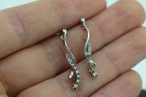10k Fancy Champagne and White Diamond Graduating Dangle Earrings. Chocolate - Picture 1 of 8
