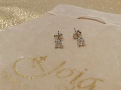 Orecchini Punto Luce Argento 925 Zircone Crystal 4 mm Incastonato Uomo Donna - Immagine 1 di 3