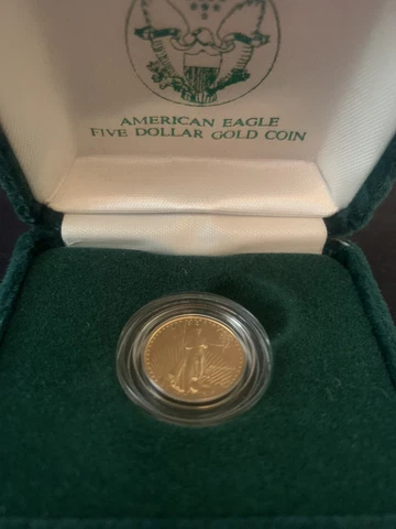 1989 uncirculated American Eagle Five Dollar Coin w/ Velvet Case & Authenticity Cover