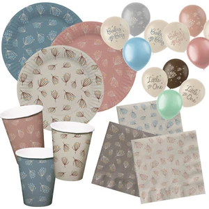 BABY Girl Boy Geschirr Deko Blumen 1. Geburtstag Party Babyparty Babyshower Set - Bild 1 von 19