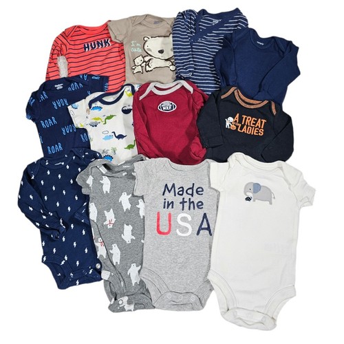 Baby Boy SZ Newborn One Piece Clothing Lot Bundle Of 12 Pieces