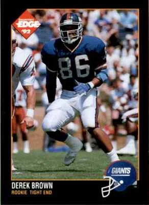 1992 Collectors Edge Derek Brown RC New York Giants #206 - Image 1 of 2