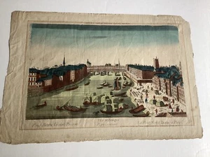 18. Jahrhundert handkolorierte Gravur Ansicht von Pont Notre-Dame, Paris - Bild 1 von 12