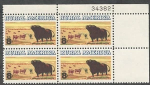 US. 1504. 8c. Angus & Longhorn Cattle, Rural America. Plat Block of 4. MNH. 1973 - Picture 1 of 2