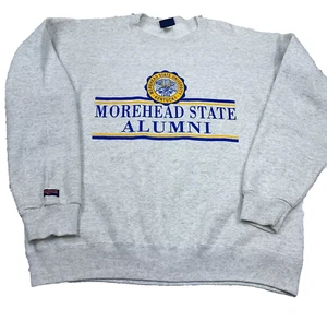 Vintage Moorehead State Sweatshirt Men Large Gray Crew Neck Sweater 80s 90s USA - Picture 1 of 9