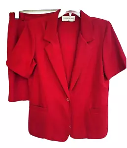 Fundamental Things Two Pc Shorts and Blazer Suit Size 12 Red Vintage - Picture 1 of 6