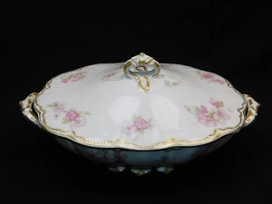 HAVILAND LIMOGES France Pink Floral Soup Tureen Casserole with Lid 16068 - Picture 1 of 8