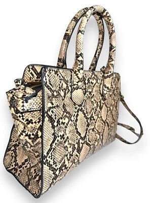 Змеиная кожа печать сумка с короткими ручками структурированный чехол из искусственной кожи сумочка на плечо бежевый - Изображение 1 из 4