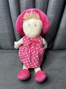 First Impressions Doll Plush Pink Polka Dots Yarn Hair Baby 13 Inch Stuffed Toy - Picture 1 of 9