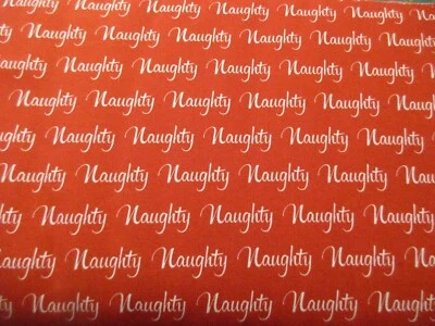 Tela de algodón Michael Miller 1 yarda blanca traviesa sobre roja Navidad Foto 1 de 4