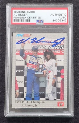 1991 AL UNSER JR. A&S Racing Signed Card-Racing Legend-PSA Encapsulated - Image 1 of 3