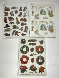 3 Packs of Festive Holiday Scrapbooking Christmas Stickers. 2 Sheets Per Pack. - Picture 1 of 4