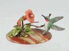 Lovely Tropical Paradise Ruby Throated Humming-Bird on Rainbow Jasper Stone