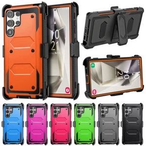 For Samsung S24+/S24/S24 Ultra 5G Phone Case Hybrid Shockproof Belt Clip Cover - Picture 1 of 54