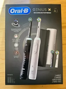 ✅New Sealed✅ Oral-B Genius X AI Rechargeable Electric Toothbrush 2 Pack+4 Heads - Picture 1 of 6