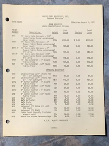 Allied Farm Equipment, Inc. Lista de precios 1971 ~ página de doble cara ~ código 92059 - Imagen 1 de 1